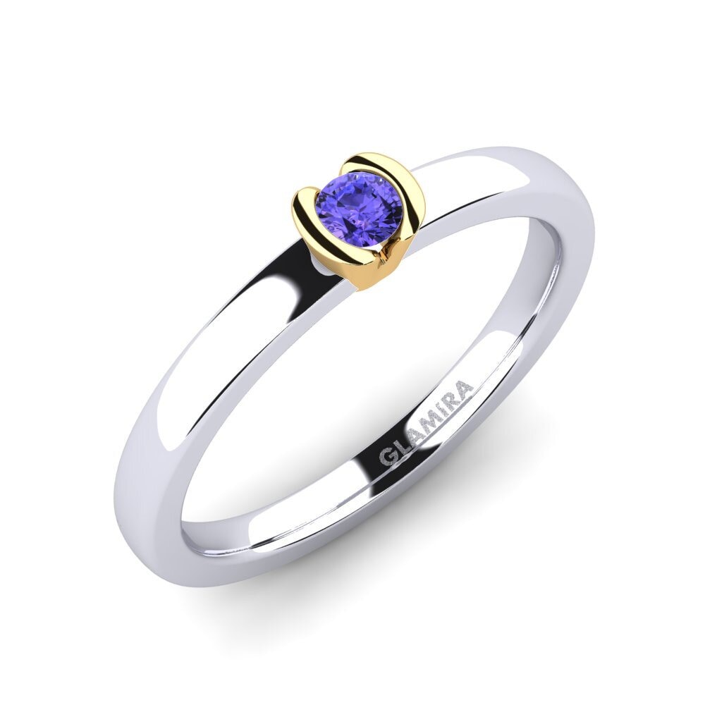 14ct White / Yellow Gold Tanzanite Engagement Ring Farrah 0.1crt