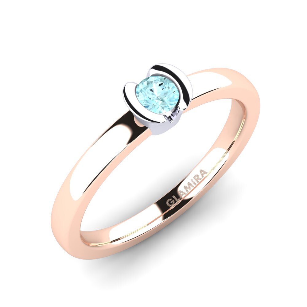 18ct Rose / White Gold Aquamarine Engagement Ring Farrah 0.16crt