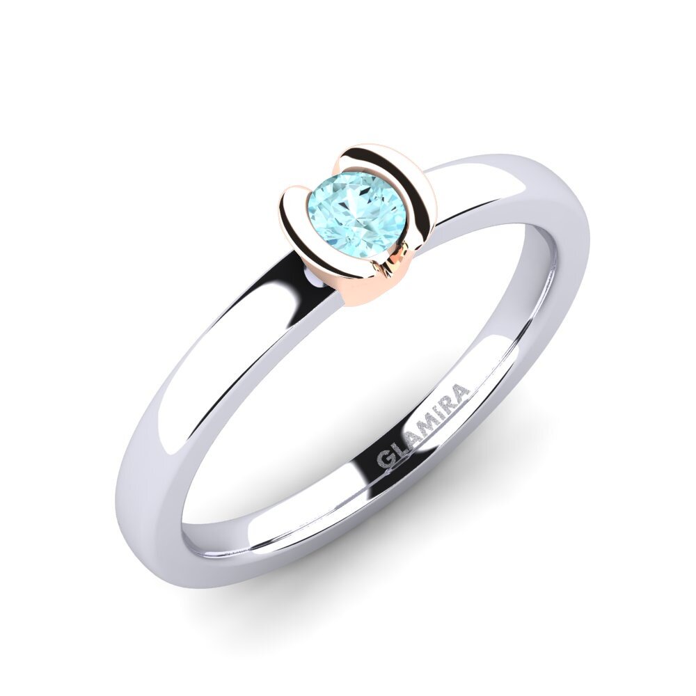 18ct White / Rose Gold Aquamarine Engagement Ring Farrah 0.16crt