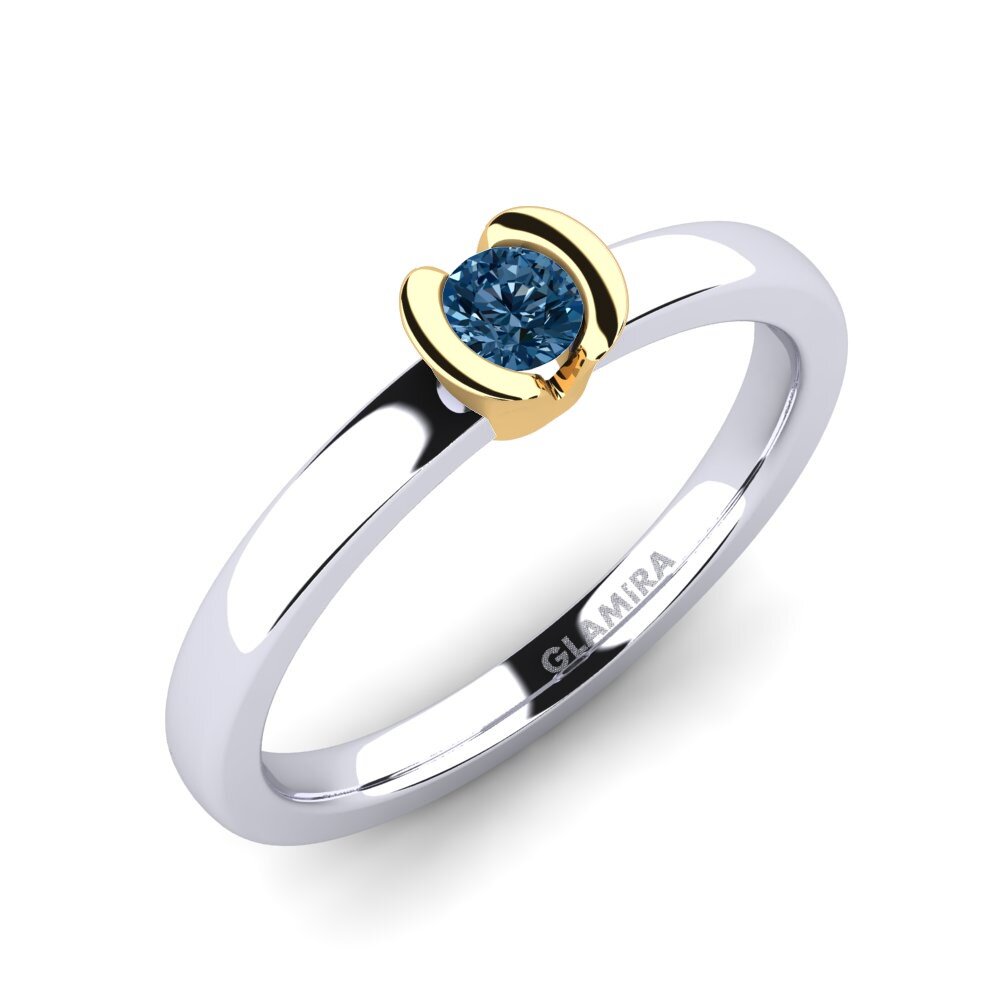 14ct White / Yellow Gold Blue Diamond Engagement Ring Farrah 0.16crt