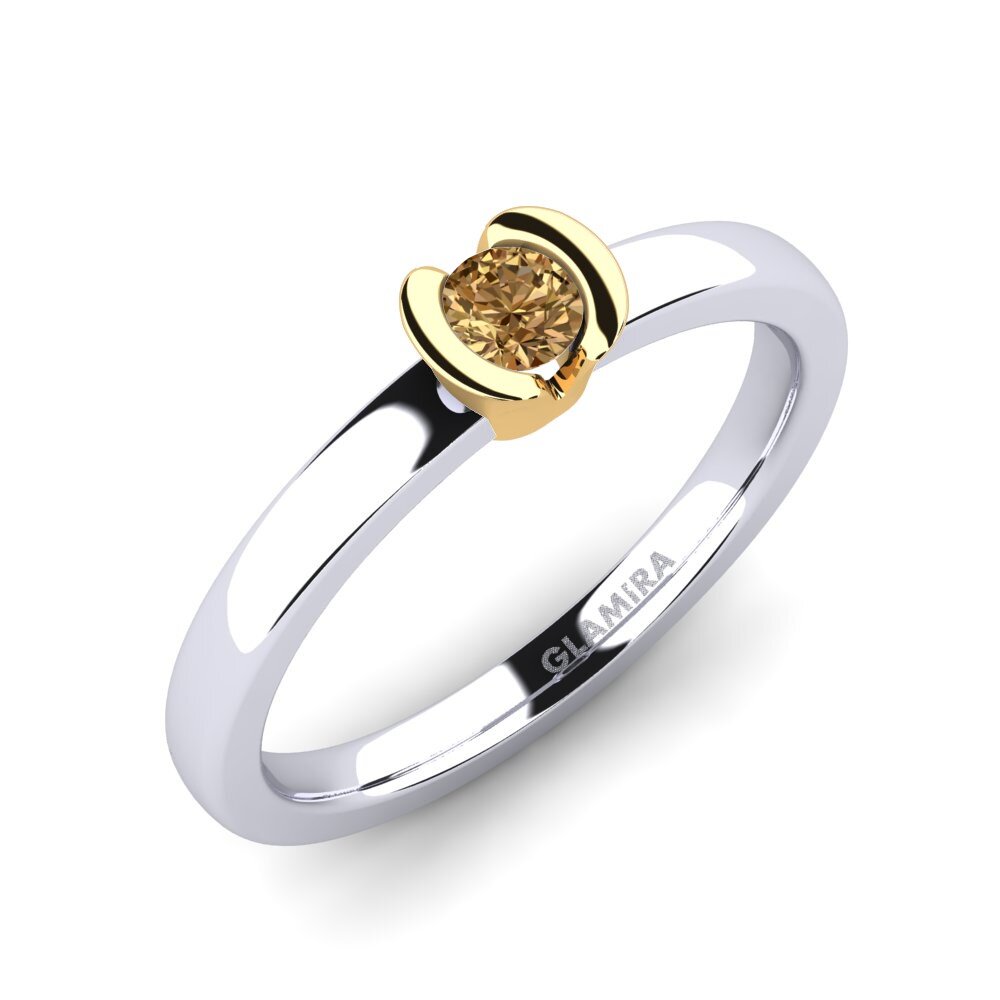 14ct White / Yellow Gold Brown Diamond Engagement Ring Farrah 0.16crt
