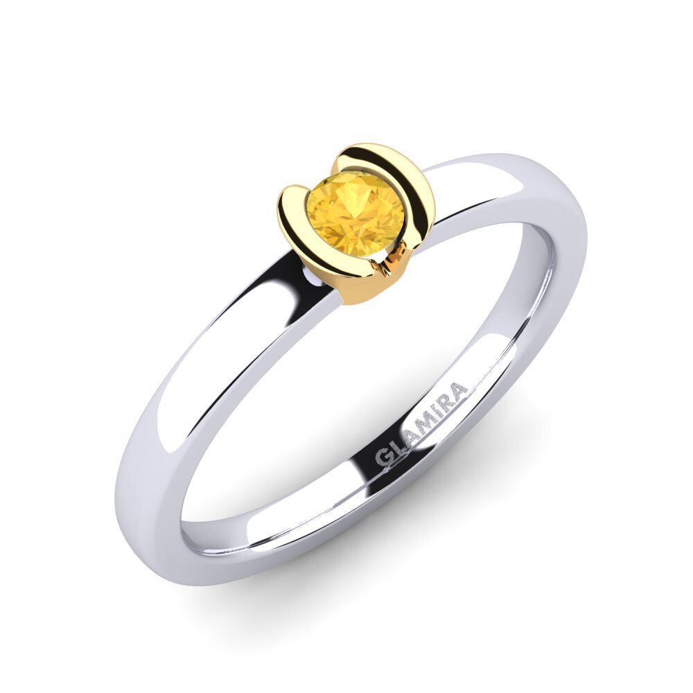 14ct White / Yellow Gold Citrine Engagement Ring Farrah 0.16crt