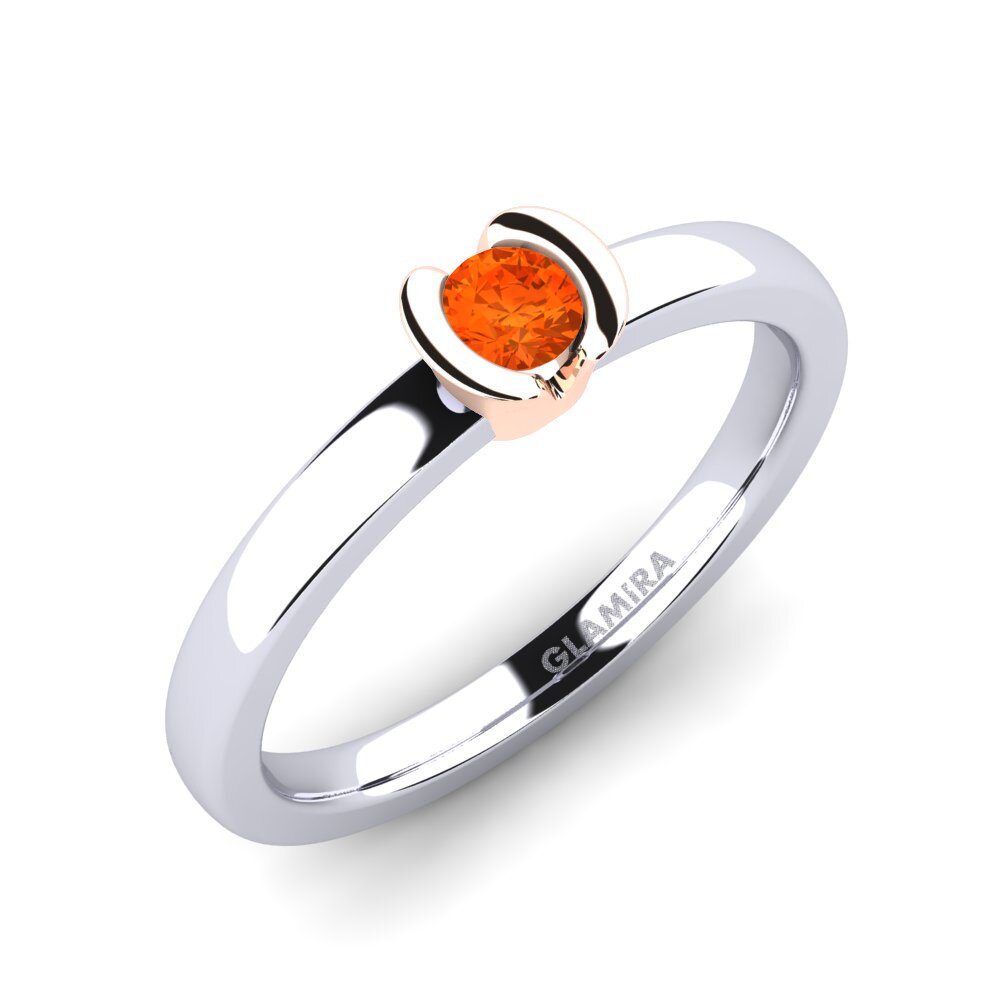 14ct White / Rose Gold Fire-Opal Engagement Ring Farrah 0.16crt