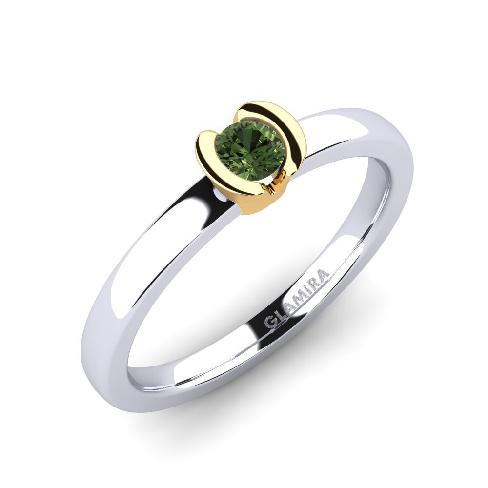 14ct White / Yellow Gold Green Sapphire Engagement Ring Farrah 0.16crt