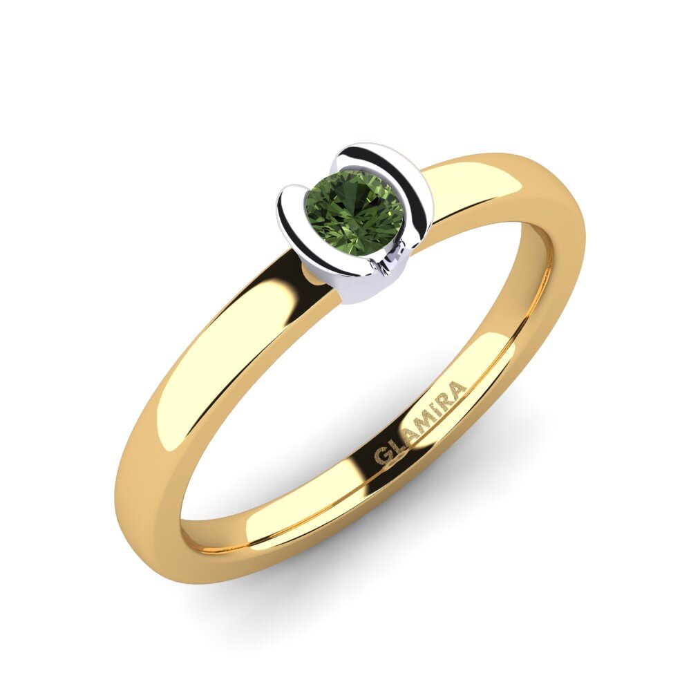 14ct Yellow / White Gold Green Sapphire Engagement Ring Farrah 0.16crt