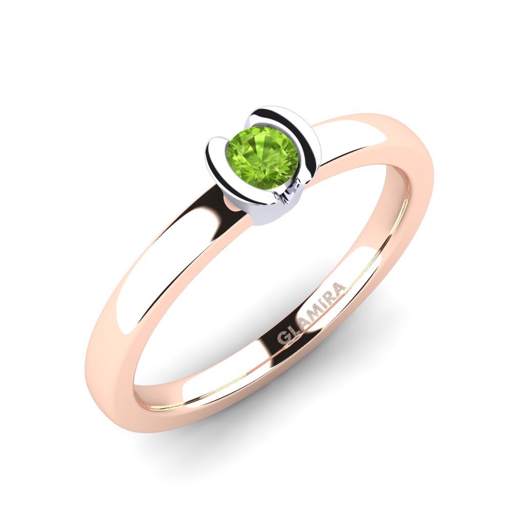 14ct Rose / White Gold Peridot Engagement Ring Farrah 0.16crt
