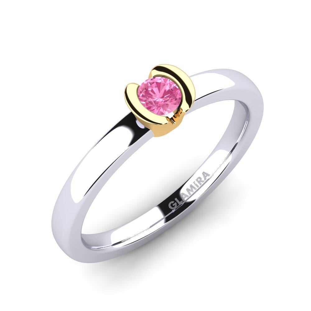 14ct White / Yellow Gold Pink Sapphire Engagement Ring Farrah 0.16crt