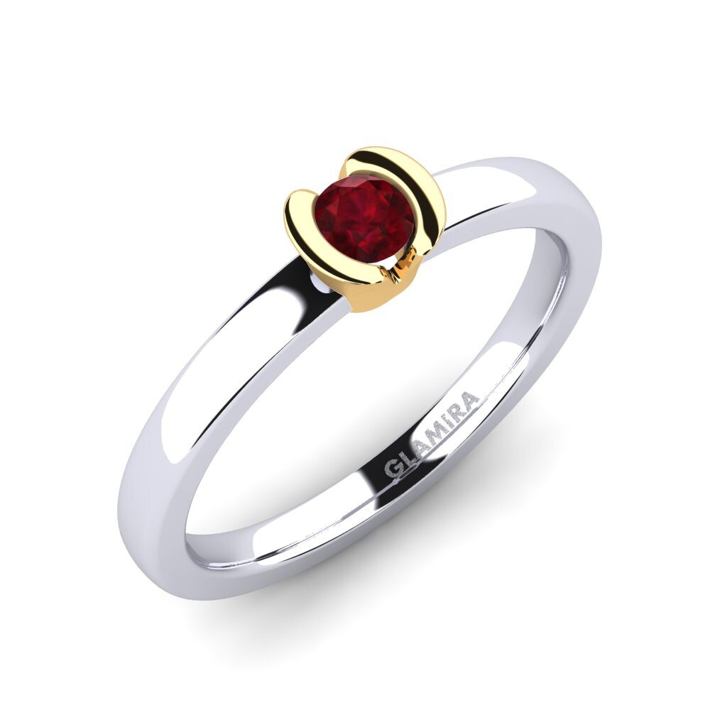 18ct White / Yellow Gold Ruby Engagement Ring Farrah 0.16crt