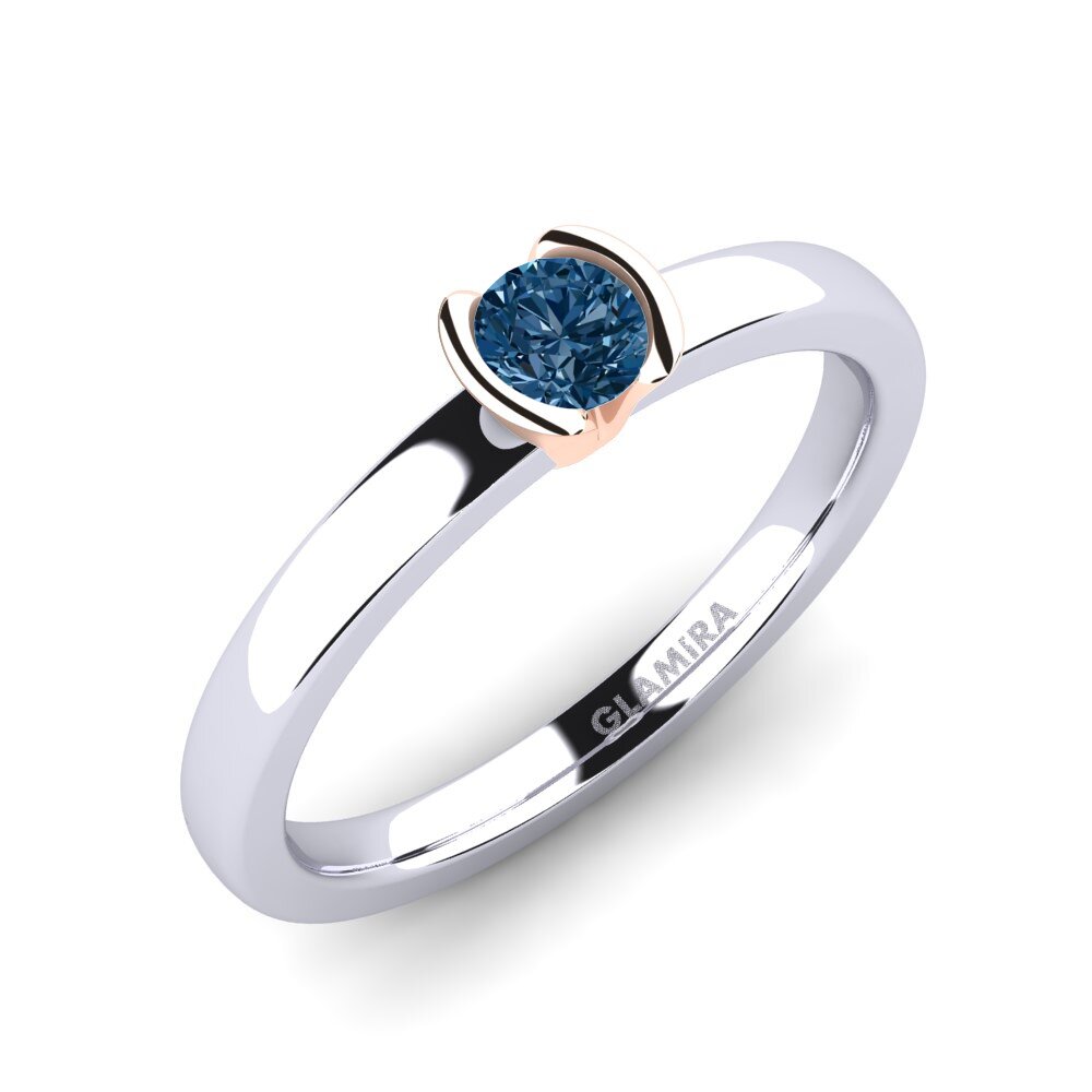 14ct White / Rose Gold Blue Diamond Engagement Ring Farrah 0.25crt