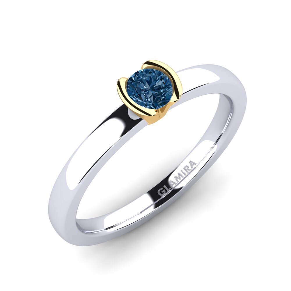 14ct White / Yellow Gold Blue Diamond Engagement Ring Farrah 0.25crt