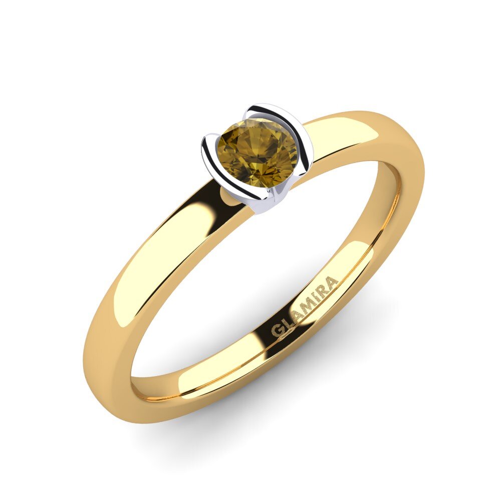14ct Yellow / White Gold Brown Zircon Engagement Ring Farrah 0.25crt