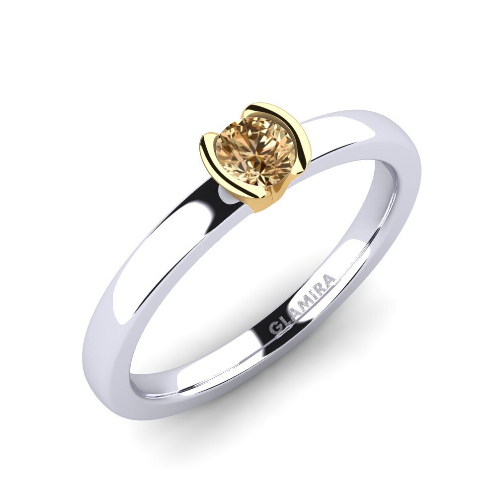14ct White / Yellow Gold Brown Diamond Engagement Ring Farrah 0.25crt