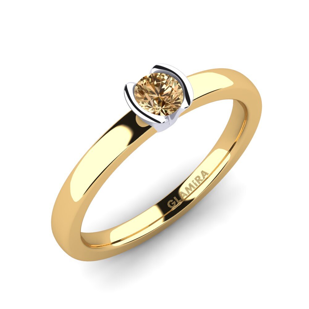 14ct Yellow / White Gold Brown Diamond Engagement Ring Farrah 0.25crt