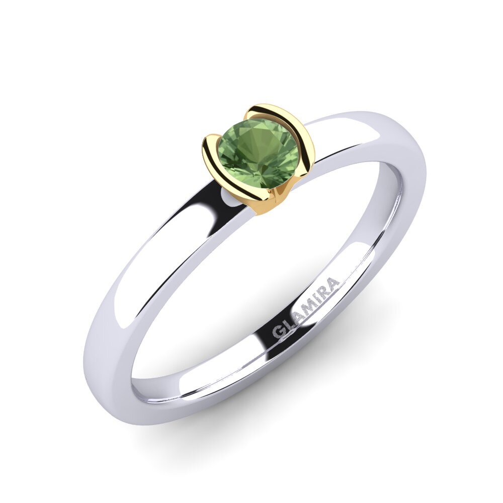 14ct White / Yellow Gold Green Sapphire Engagement Ring Farrah 0.25crt