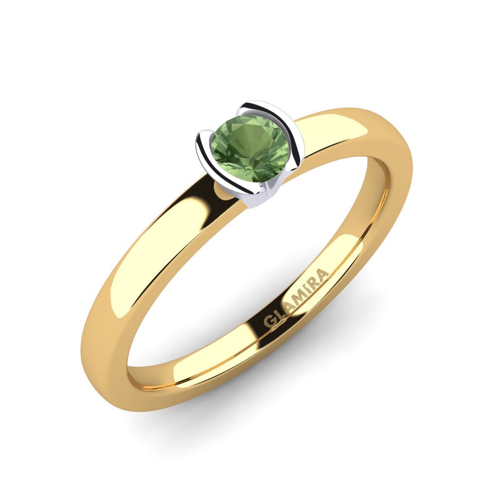14ct Yellow / White Gold Green Sapphire Engagement Ring Farrah 0.25crt