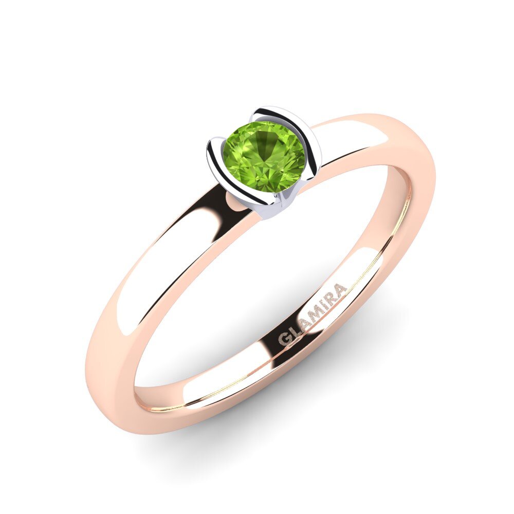 14ct Rose / White Gold Peridot Engagement Ring Farrah 0.25crt