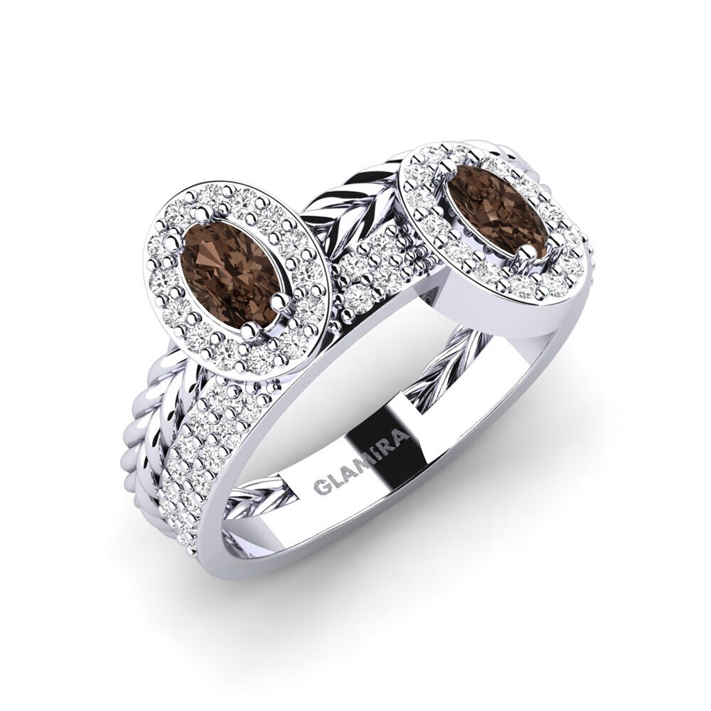 White Silver Smoky Quartz Ring Haydrs