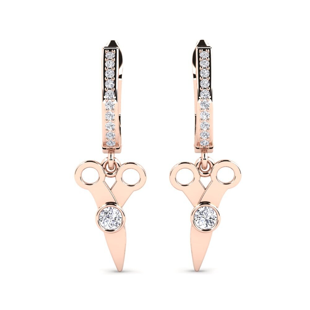 Buy 0.2 Carat Round cut Diamond 9ct Rose Gold Women's Earring Fasten ...