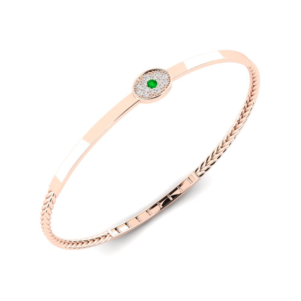 Or rose 14k Émeraude Bracelet jonc femme Fastpass