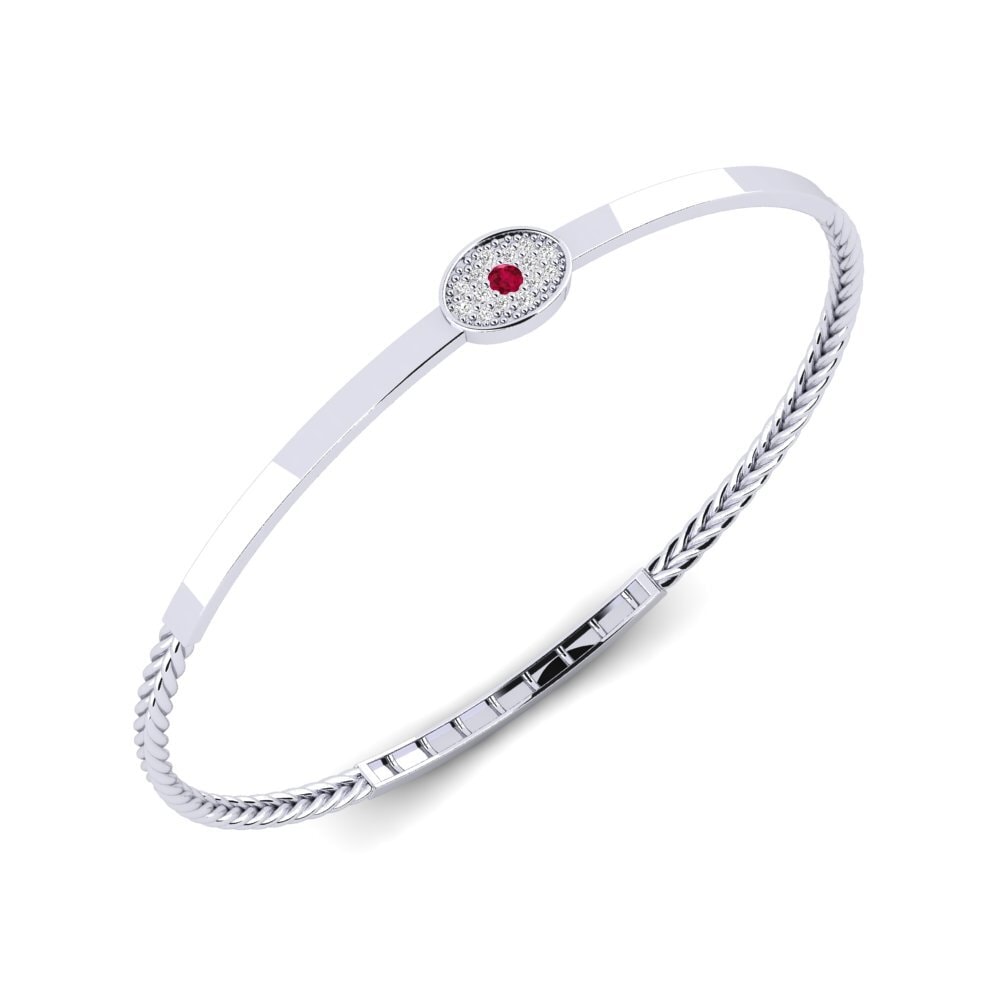 Or Blanc 9k Rubis Bracelet jonc femme Fastpass