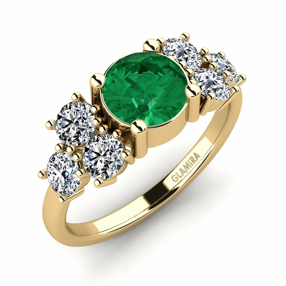Exclusive Nhẫn Đôi Fatond Vàng 585 Đá Emerald (Đá nhân tạo)