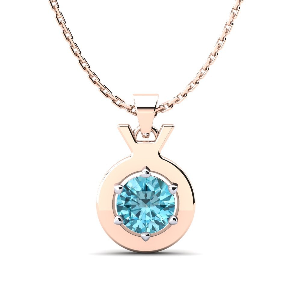 14ct Rose / White Gold Blue Zircon Women's Pendant Faunus