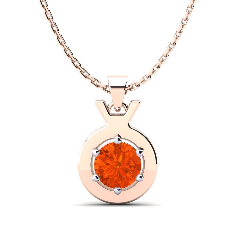 18k Oro Rosa & Blanco Ópalo Fuego Colgante de Mujer Faunus