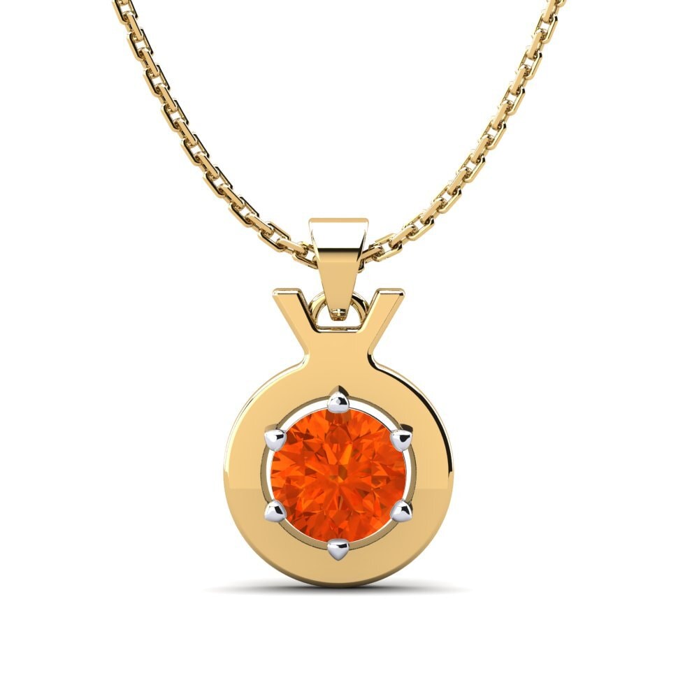14k Oro Amarillo & Blanco Ópalo Fuego Colgante de Mujer Faunus