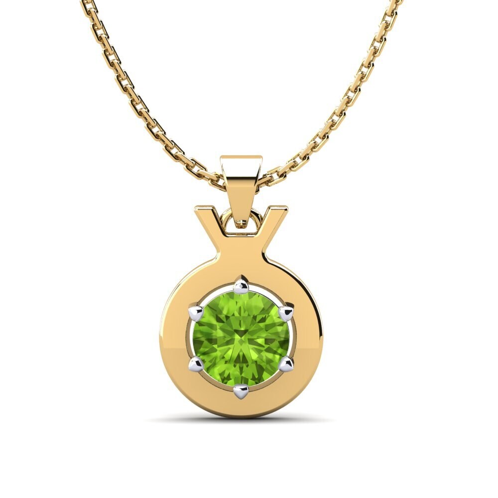 9k Oro Amarillo & Blanco Peridoto Colgante de Mujer Faunus