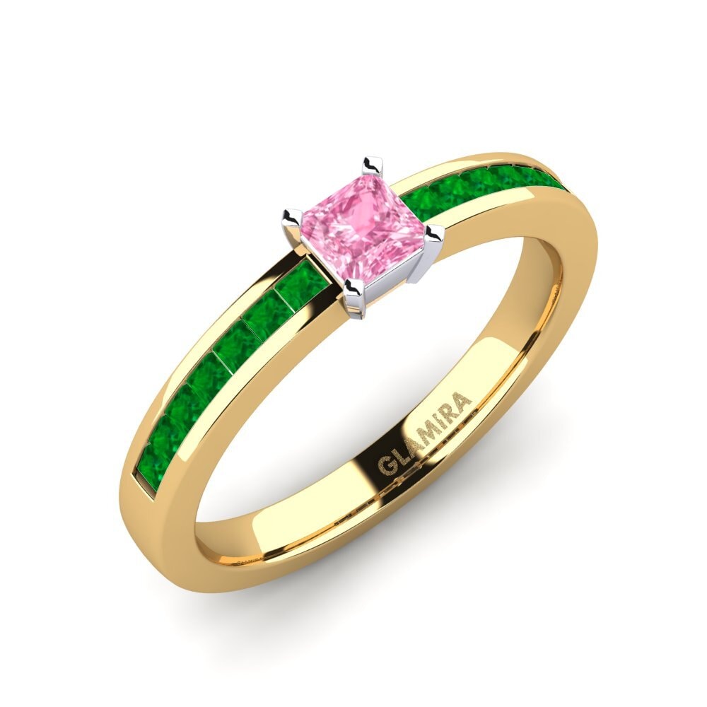 9K Yellow & White Gold Engagement Ring Fausta 0.27 crt