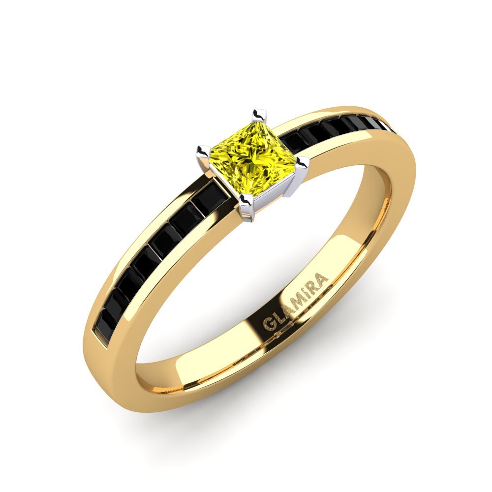 18k Oro Amarillo & Blanco Anillo de compromiso Fausta 0.27 crt