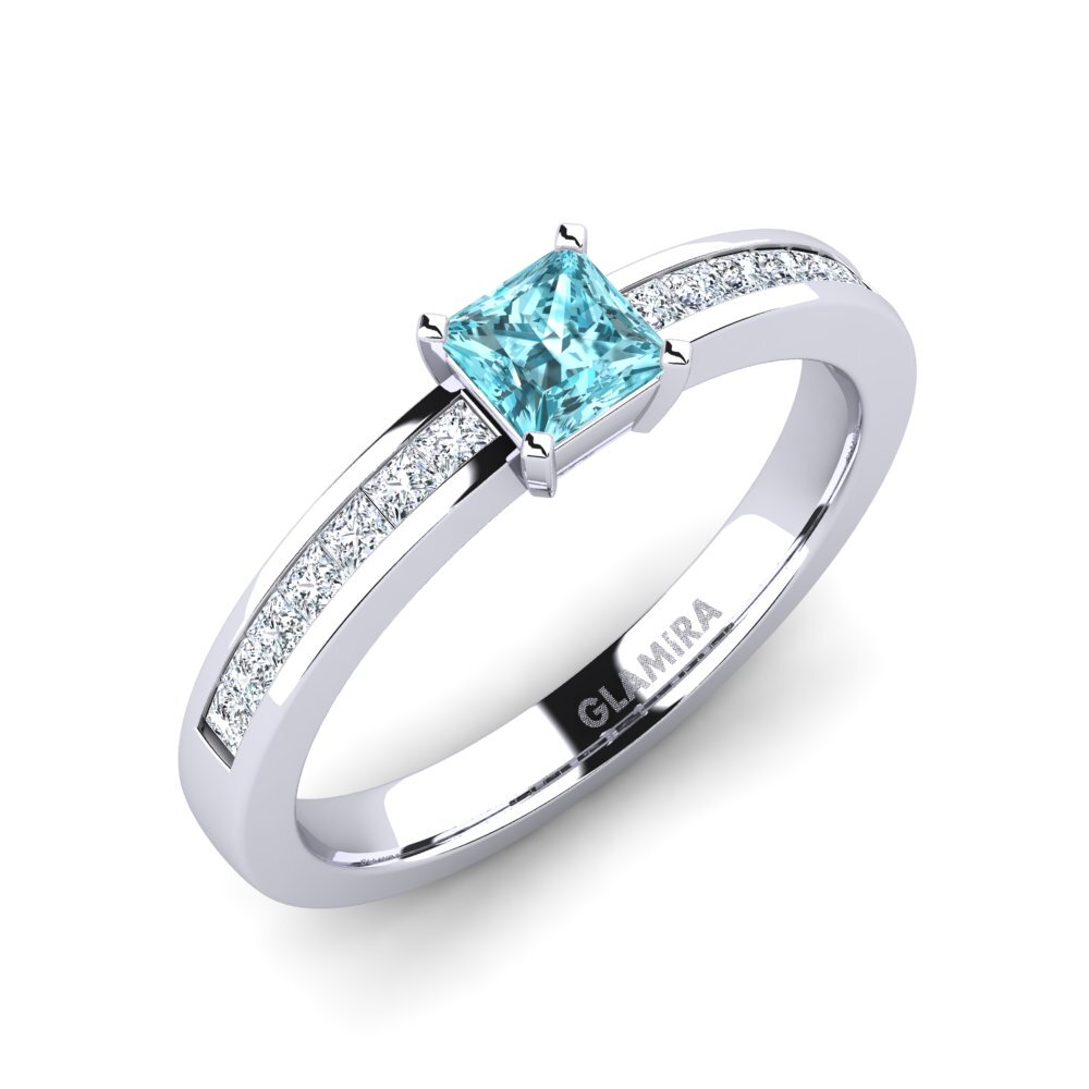 Blue Zircon Engagement Ring Fausta
