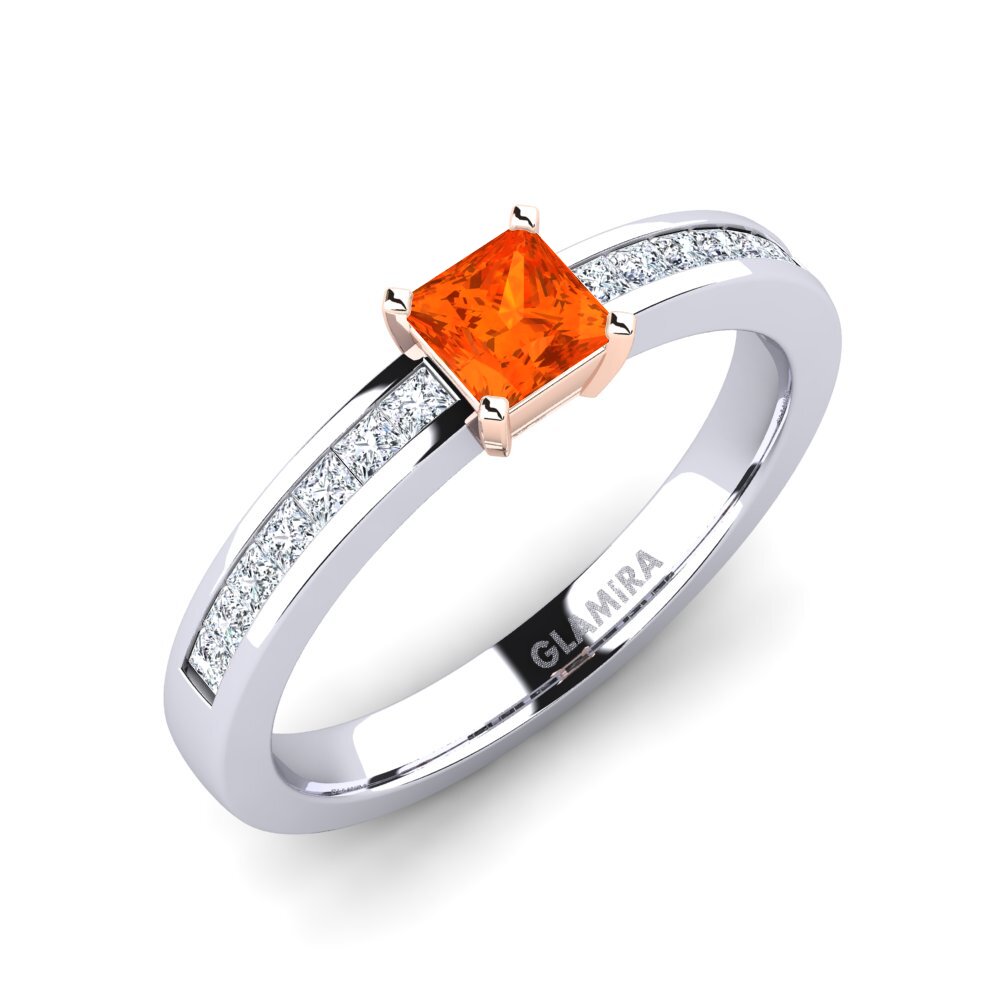 18ct White & Rose Gold Fire Opal Engagement Ring Fausta