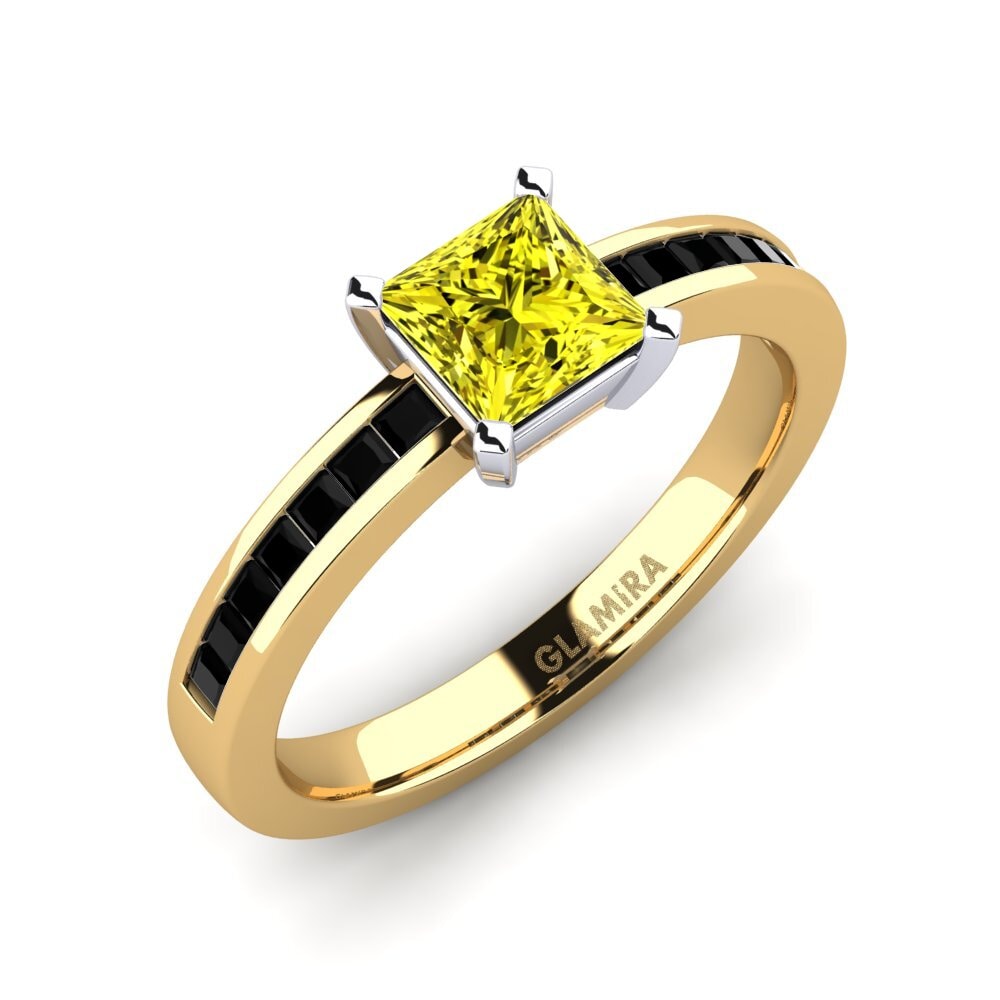 18k Oro Amarillo & Blanco Anillo de compromiso Fausta 0.93 crt