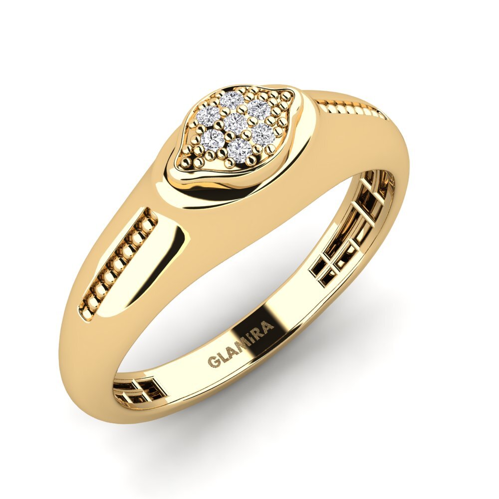 14k Oro Amarillo Diamante cultivado en laboratorio Anillo de dedo meñique para hombre Fawabla