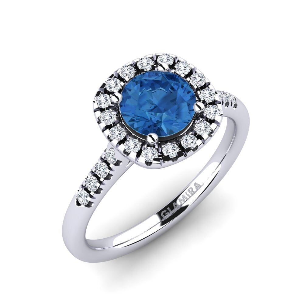Circonita Azul Oscuro Anillo de compromiso Fayette