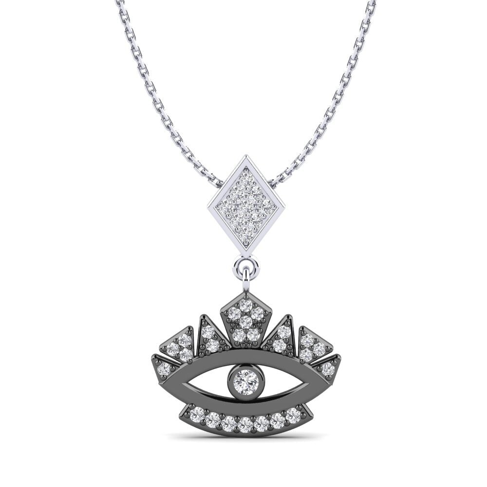 14k Oro Blanco Diamante Colgante de Mujer Fecha
