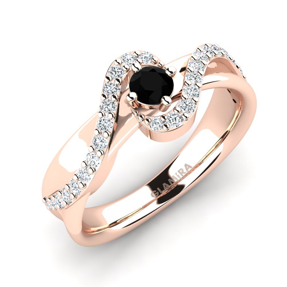 Oro Rosso 585 Diamante Nero Anello da donna Feivar