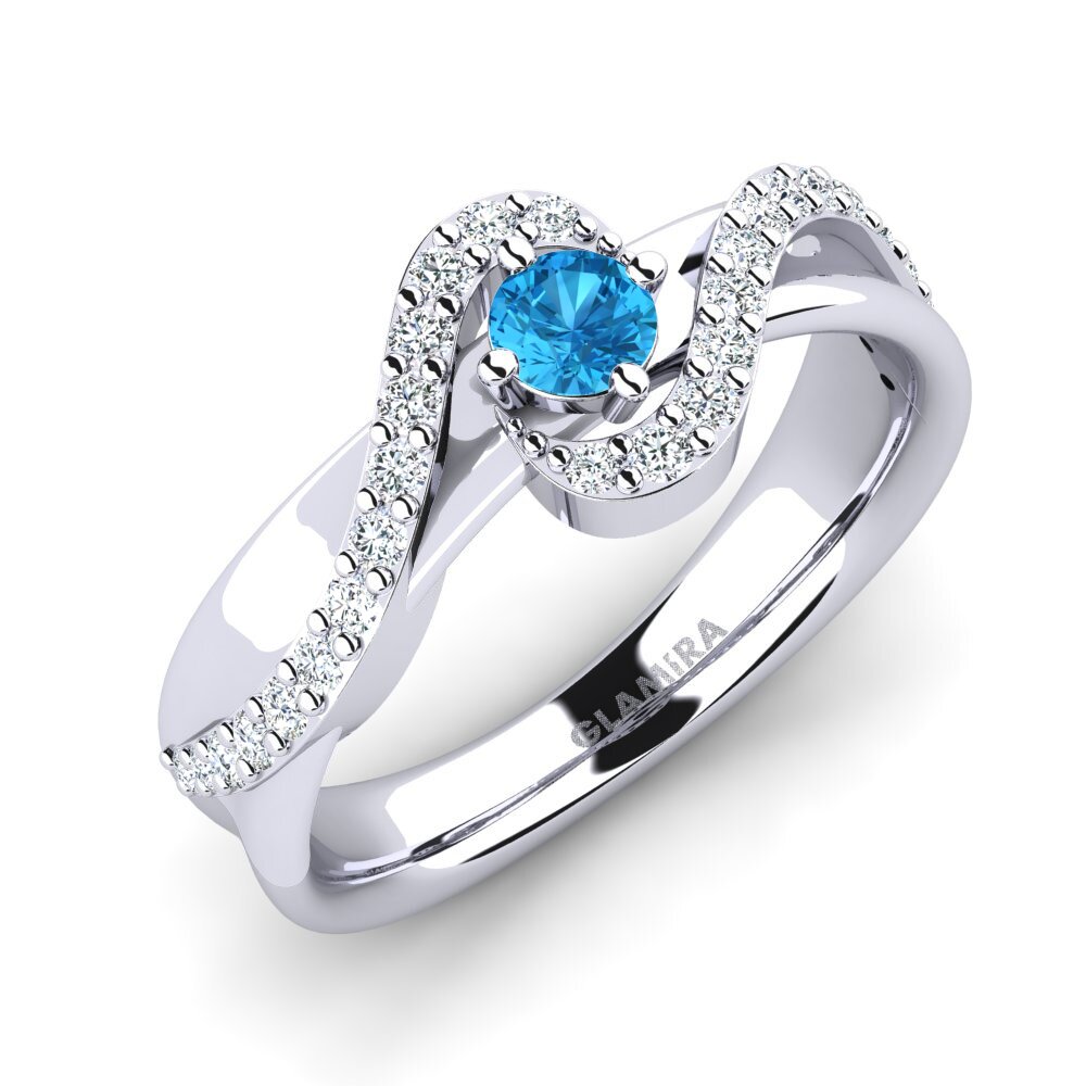 Round Blue Topaz Women's Ring Feivar