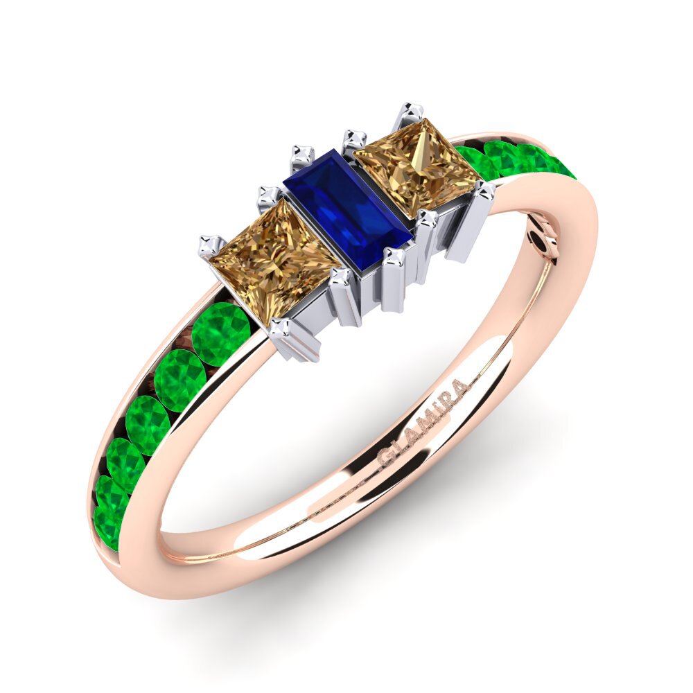 14K Rood & Wit Goud Bruine Diamant Verlovingsring Felicidad