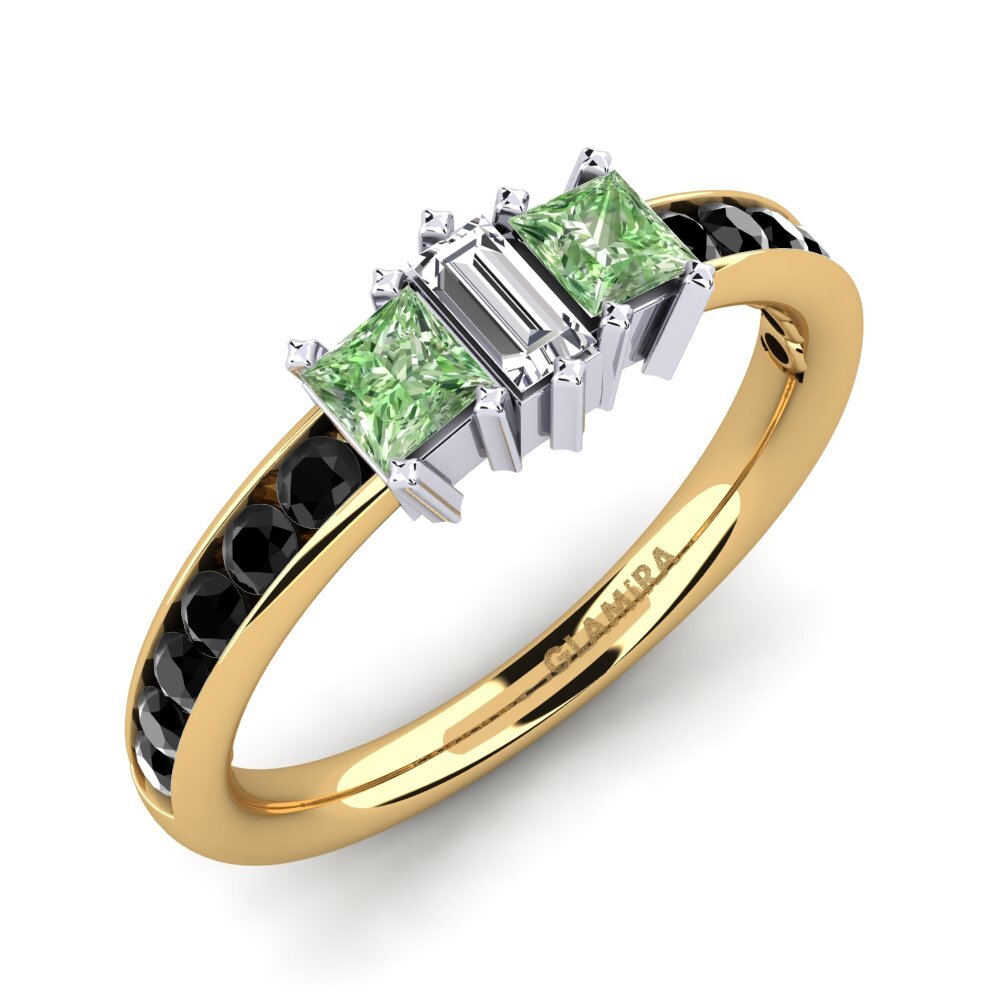 18k Oro Amarillo & Blanco Anillo de compromiso Felicidad