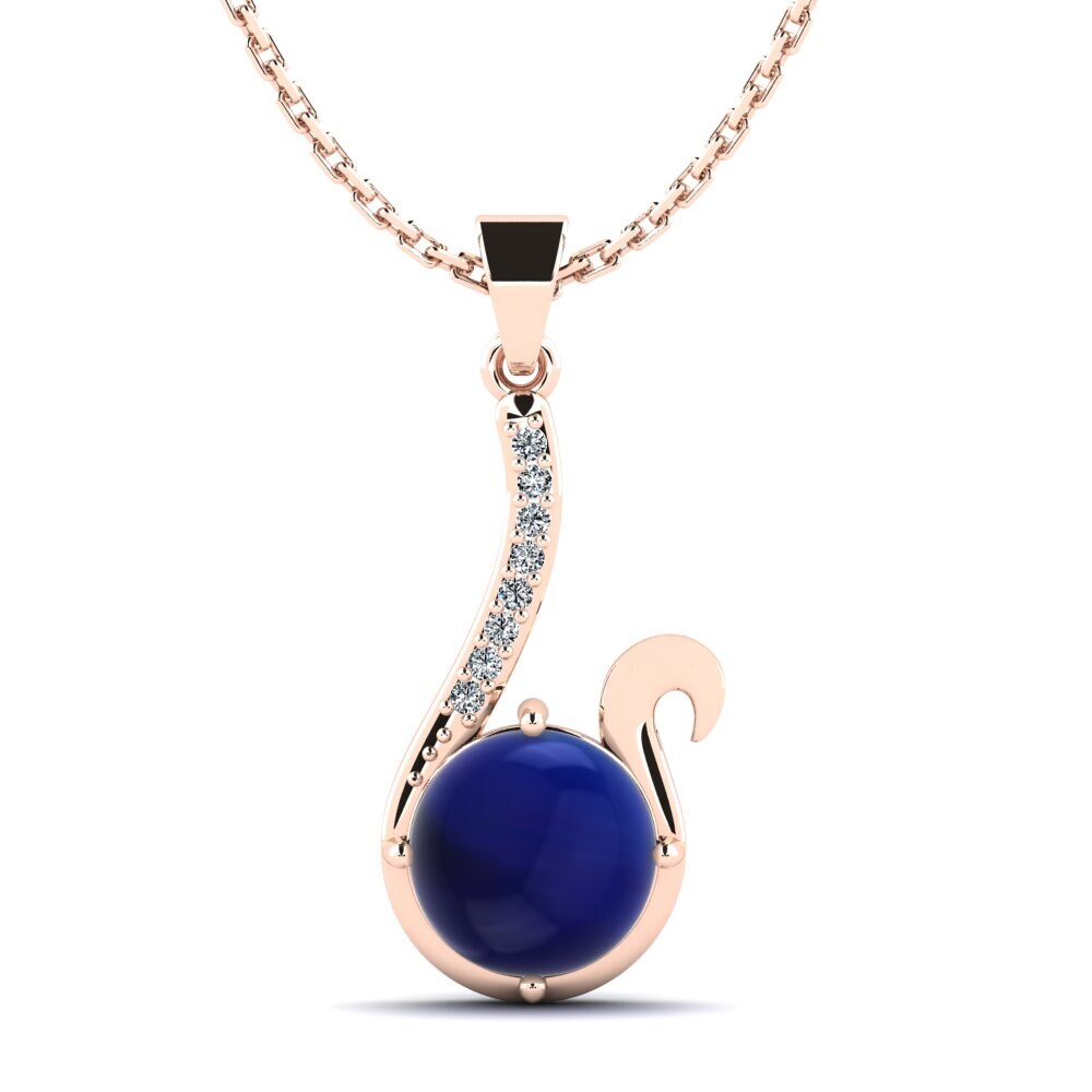 14k Oro Rosa Zafiro Cabujón Colgante de Mujer Felicita