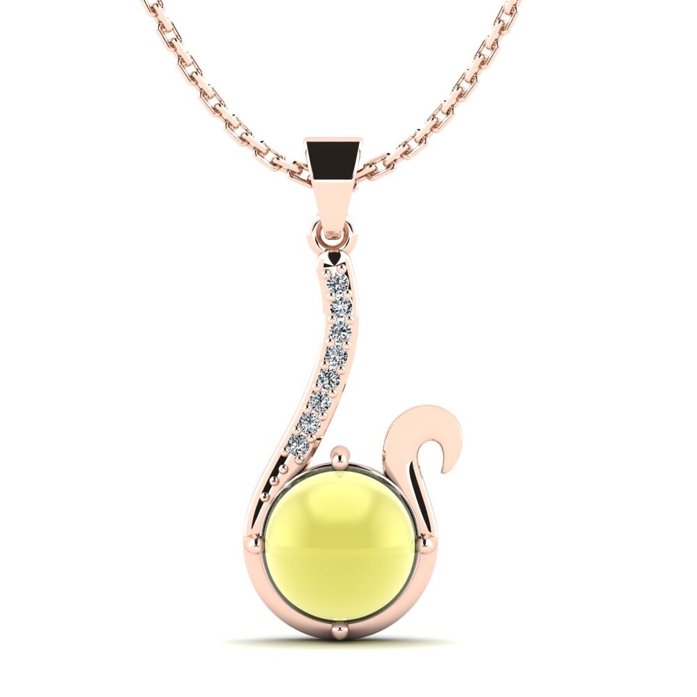 14k Oro Rosa Topacio Limón Cabujón Colgante de Mujer Felicita
