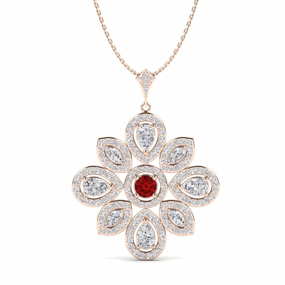 Round 0.5 Carat Premium Ruby (Lab Created) 14k Rose Gold Women's Pendant Felipa