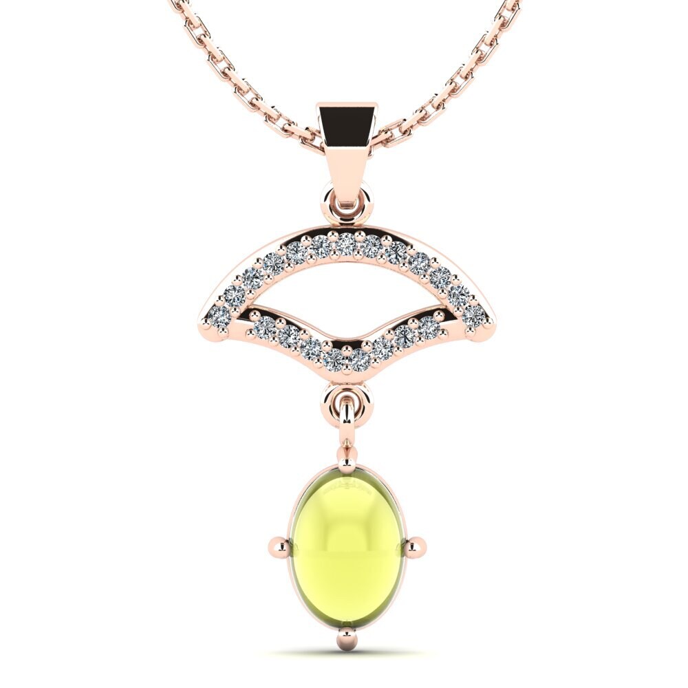 14k Oro Rosa Topacio Limón Cabujón Colgante de Mujer Female
