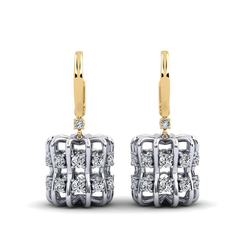 14k Oro Amarillo & Blanco Pendiente de mujer Fence