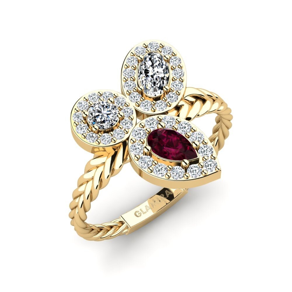 Pear Rhodolite Garnet Engagement Ring Fengmi