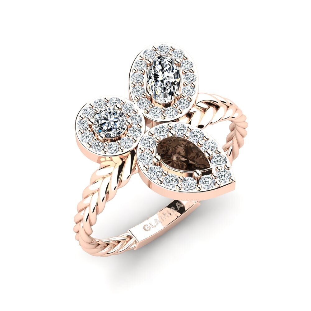 14ct Rose Gold Smoky Quartz Engagement Ring Fengmi