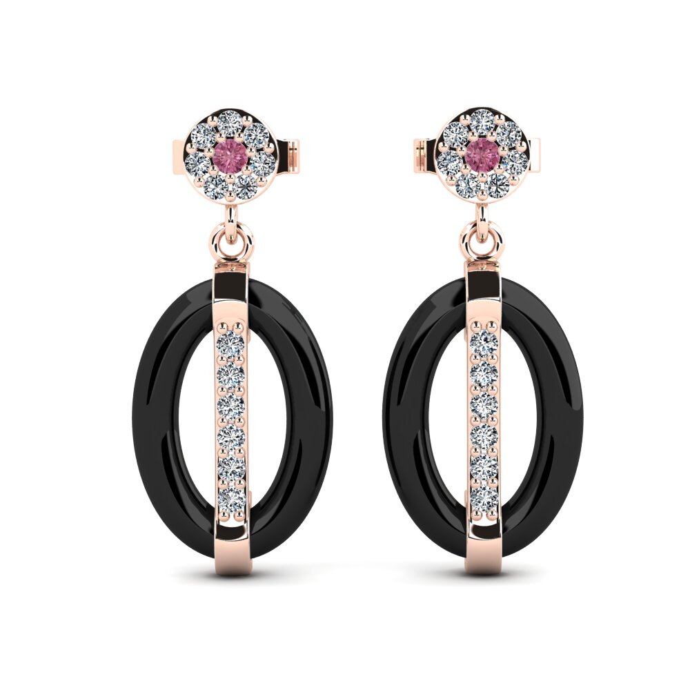 Pendientes 14k Oro Rosa Granate Rhodolite Cerámica