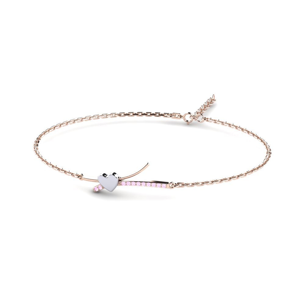 9ct Rose & White Gold Pink Sapphire Women's Bracelet Fenncen